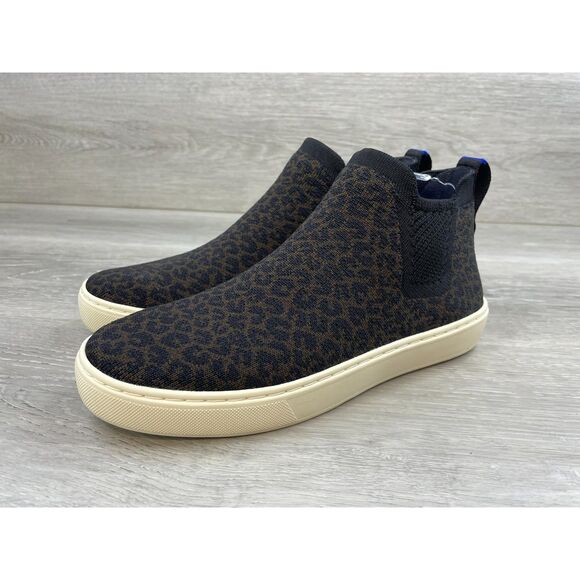 Rothy's Women's Boot Chelsea Ankle Slip-On Flat 7.5 Brown Leopard Print Shoes - Picture 3 of 11